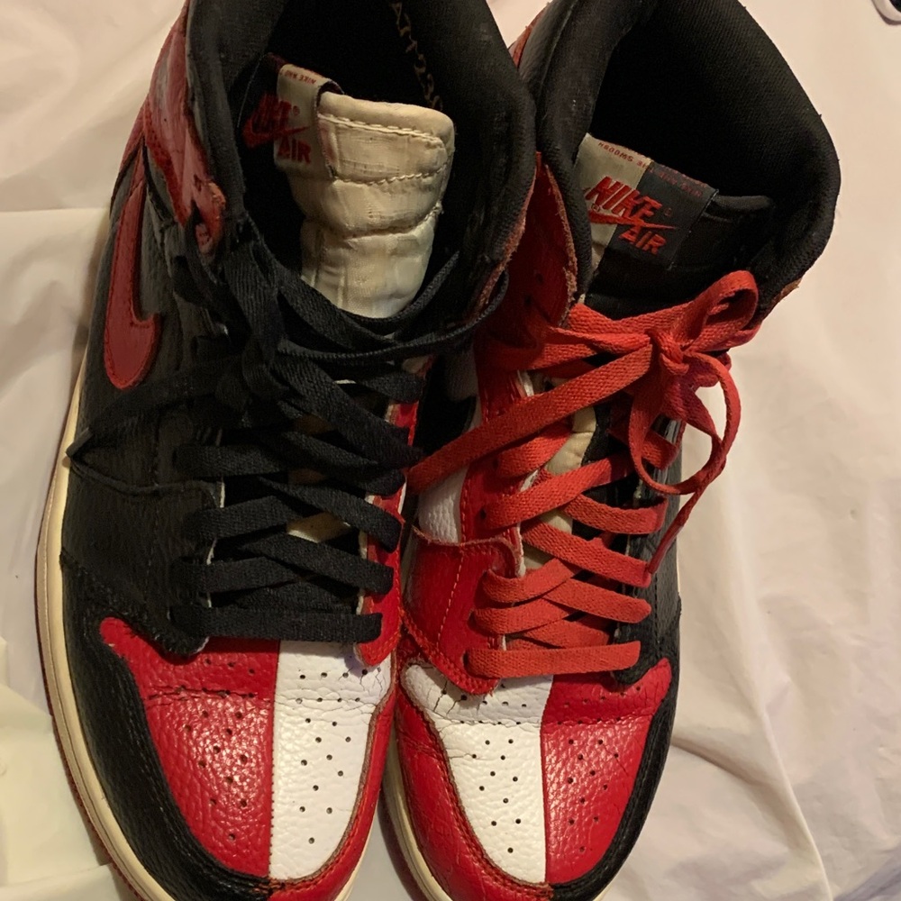 Nike High-Top Sneakers in Red, Black, and White